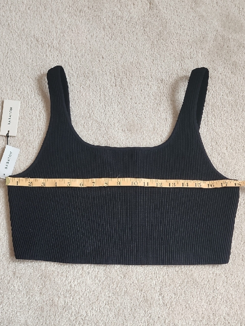 Babaton Black Ribbed Square-Neck Crop Top 2XL - Picture 8 of 9